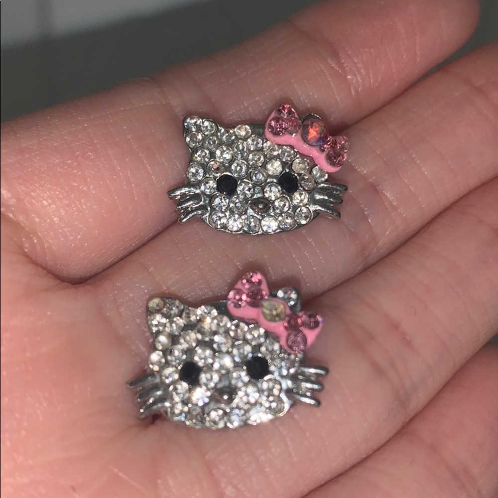 Hello Kitty Rhinestone Bling Stud Earrings